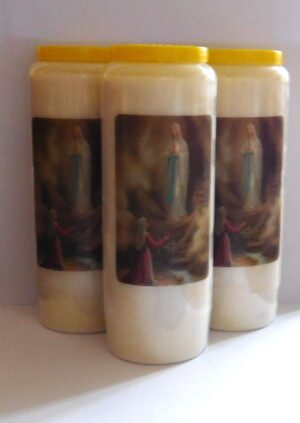 Noveenkaarsen met Maria van Lourdes 3 stuks